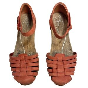 Ahnu Malini Ankle Sandals Woven Mesa Coral Leather Womens 9 UK 7 EU 40